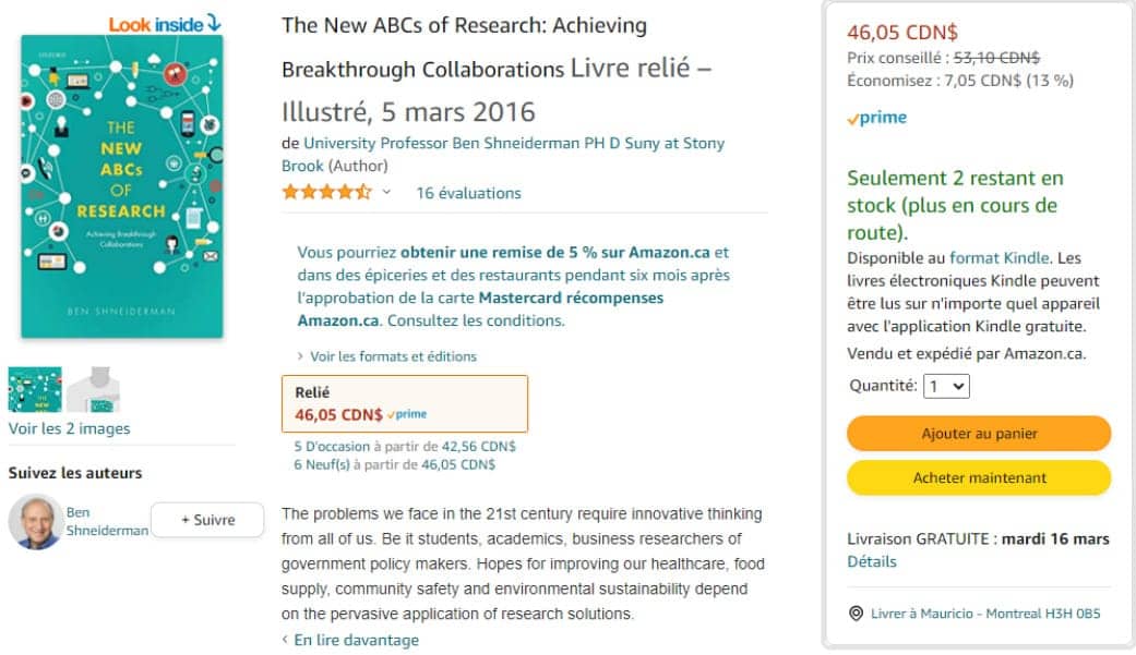 Exemple de la cohérence du site Amazon