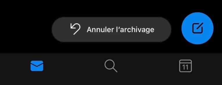Exemple d'annulation d'action dans l'application Outlook