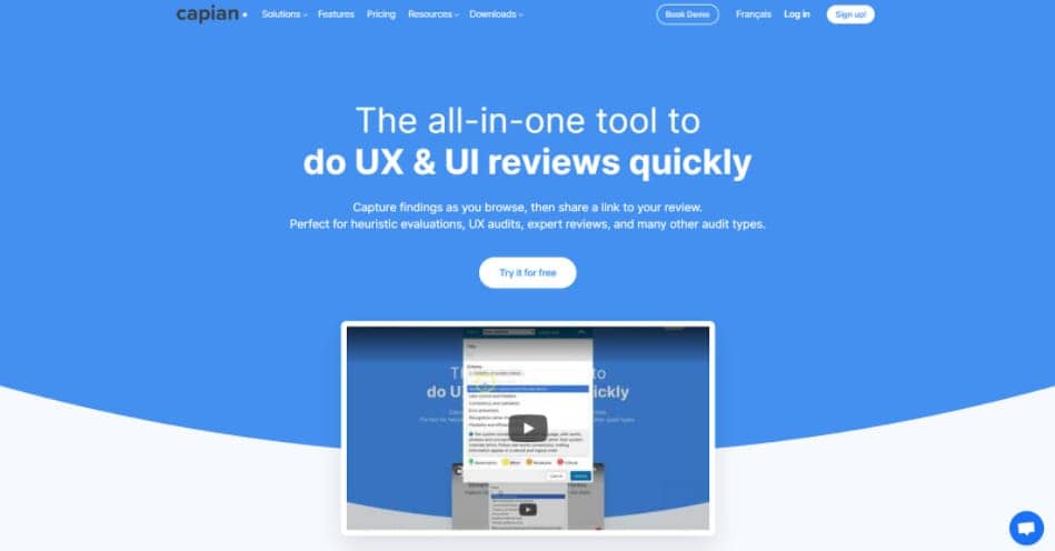 Example of a light page on Capian homepage