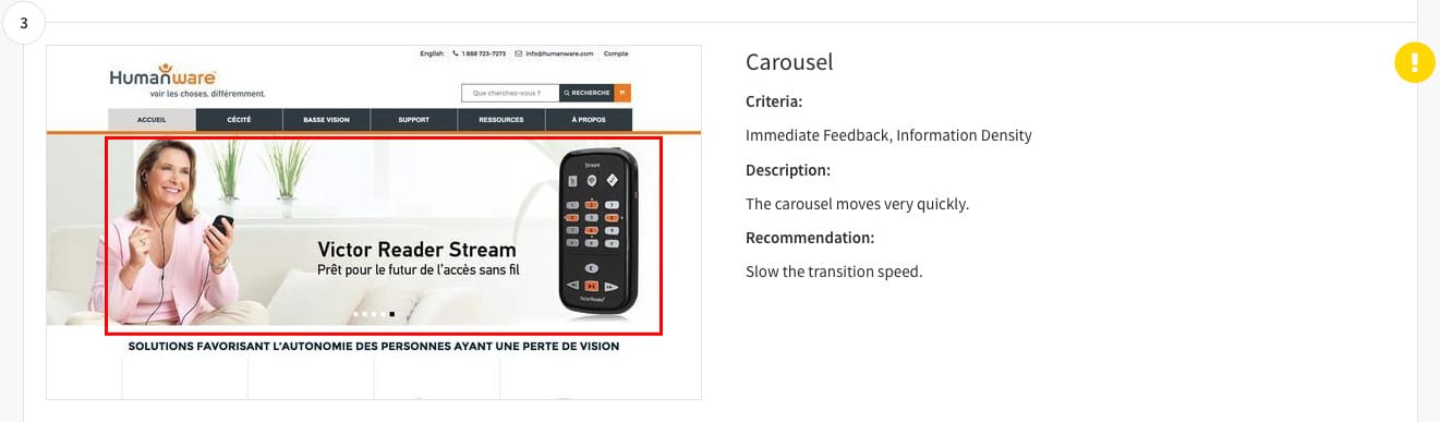 Example of a quick UX audit: Humanware
