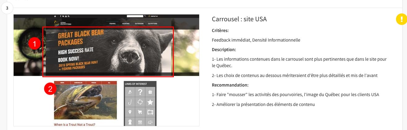 Exemple d’évaluation UX rapide : Les Pourvoiries du Québec